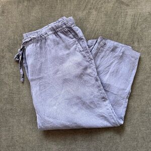 J.Jill Pure Jill Garment Dyed Linen Pull-On Crop Pants Blue XL